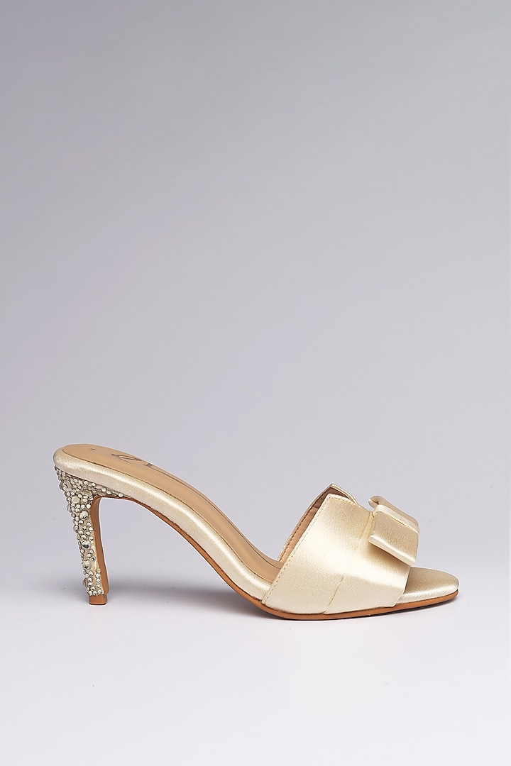 Gold Faux Leather Heels by NIDHI BHANDARI at Pernia's Pop Up Shop