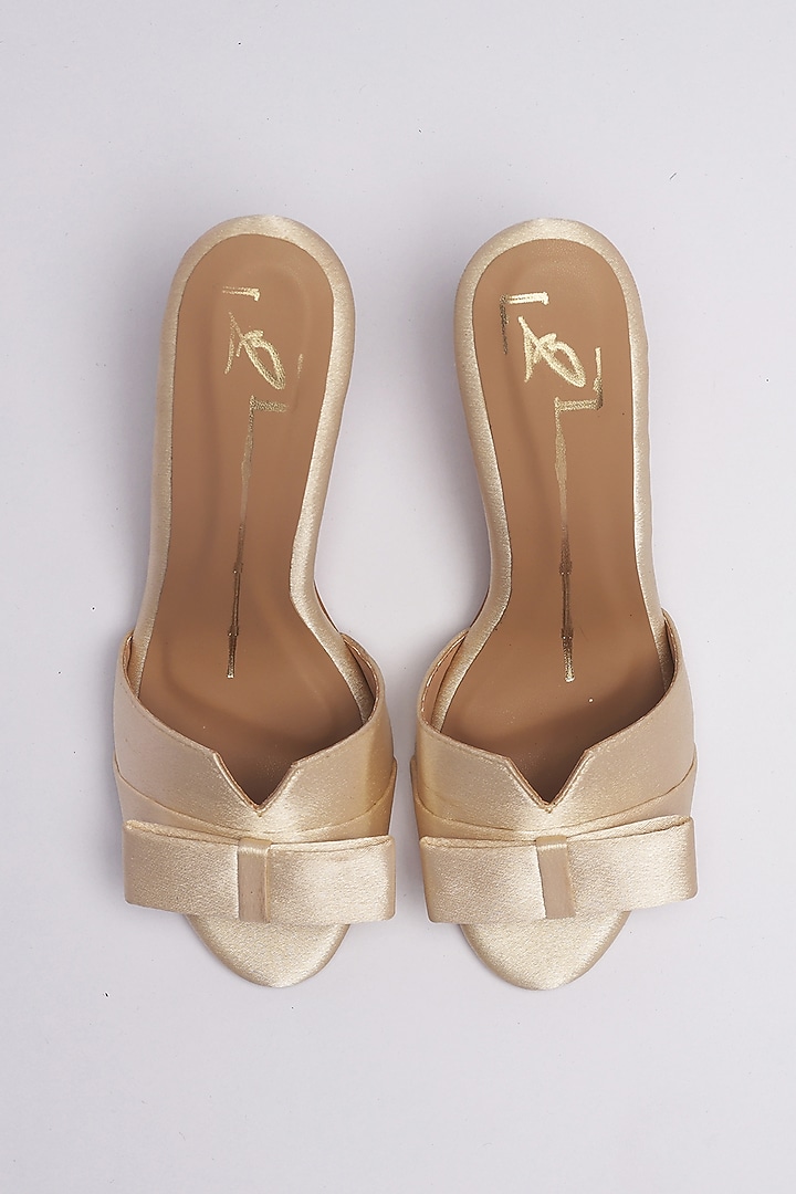 Gold Faux Leather Heels by NIDHI BHANDARI at Pernia's Pop Up Shop