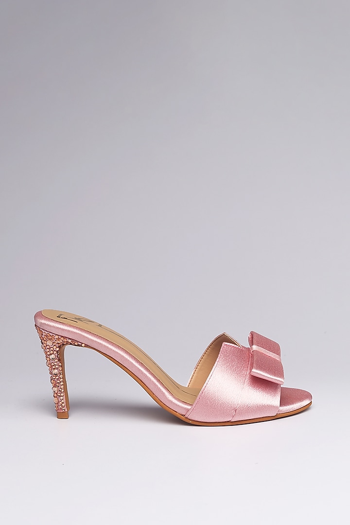 Pink Faux Leather Heels by NIDHI BHANDARI at Pernia's Pop Up Shop