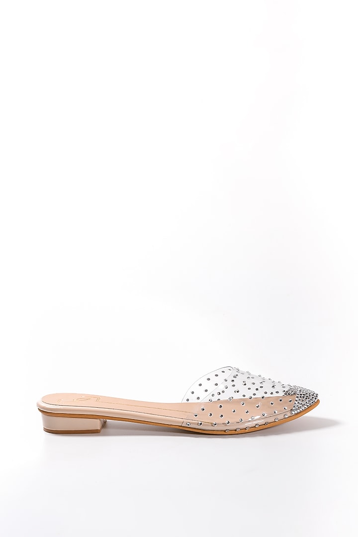 Nude Embellished Mules by NIDHI BHANDARI at Pernia's Pop Up Shop