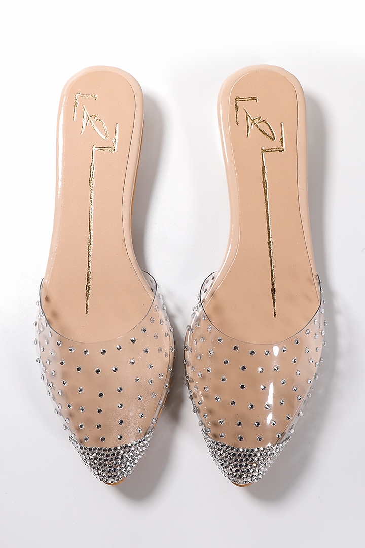 Nude Embellished Mules by NIDHI BHANDARI at Pernia's Pop Up Shop