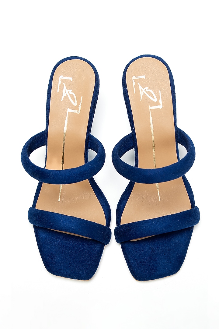 Cobalt Blue Faux Leather Wedges by NIDHI BHANDARI at Pernia's Pop Up Shop