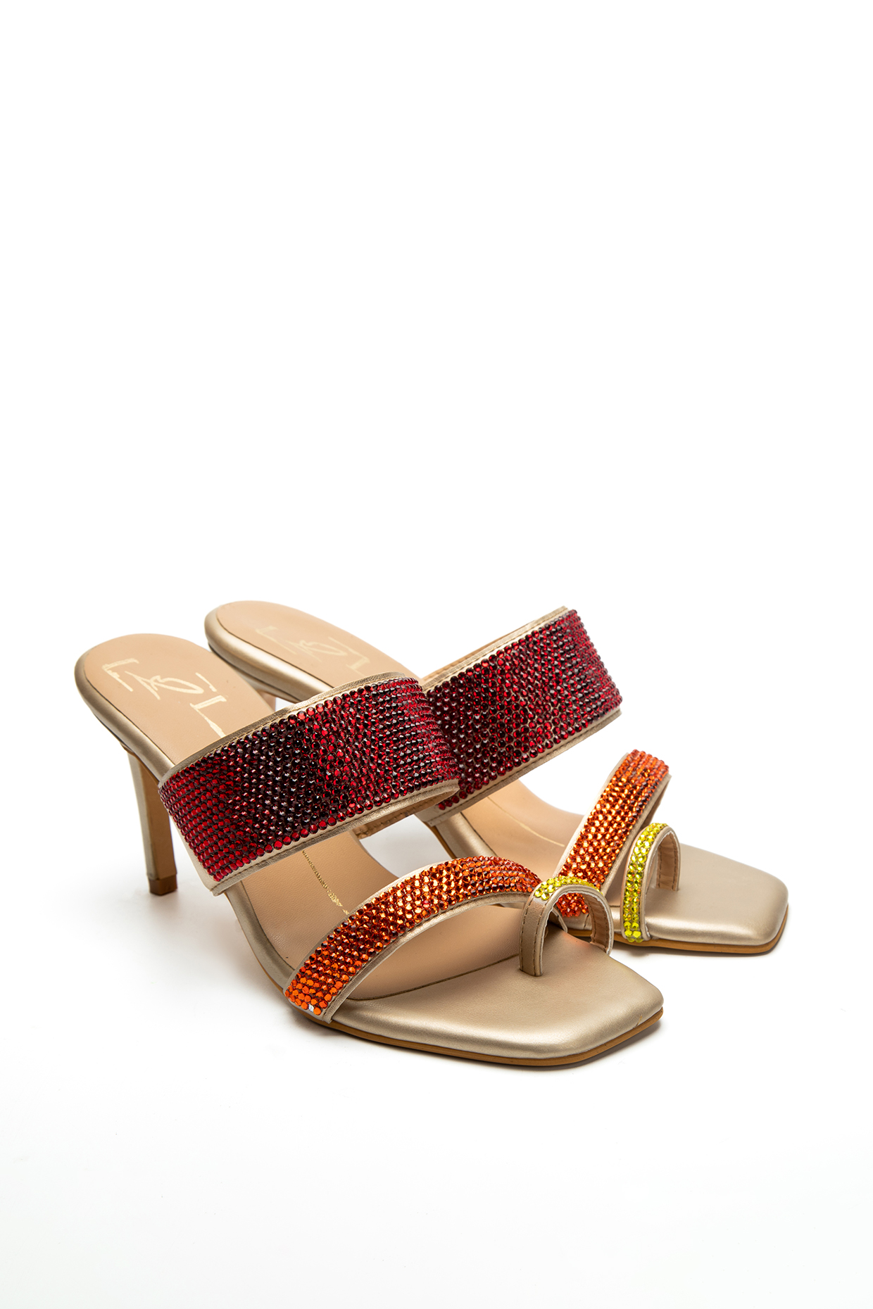 Gold Heels In Faux Leather by NIDHI BHANDARI at Pernia's Pop Up Shop
