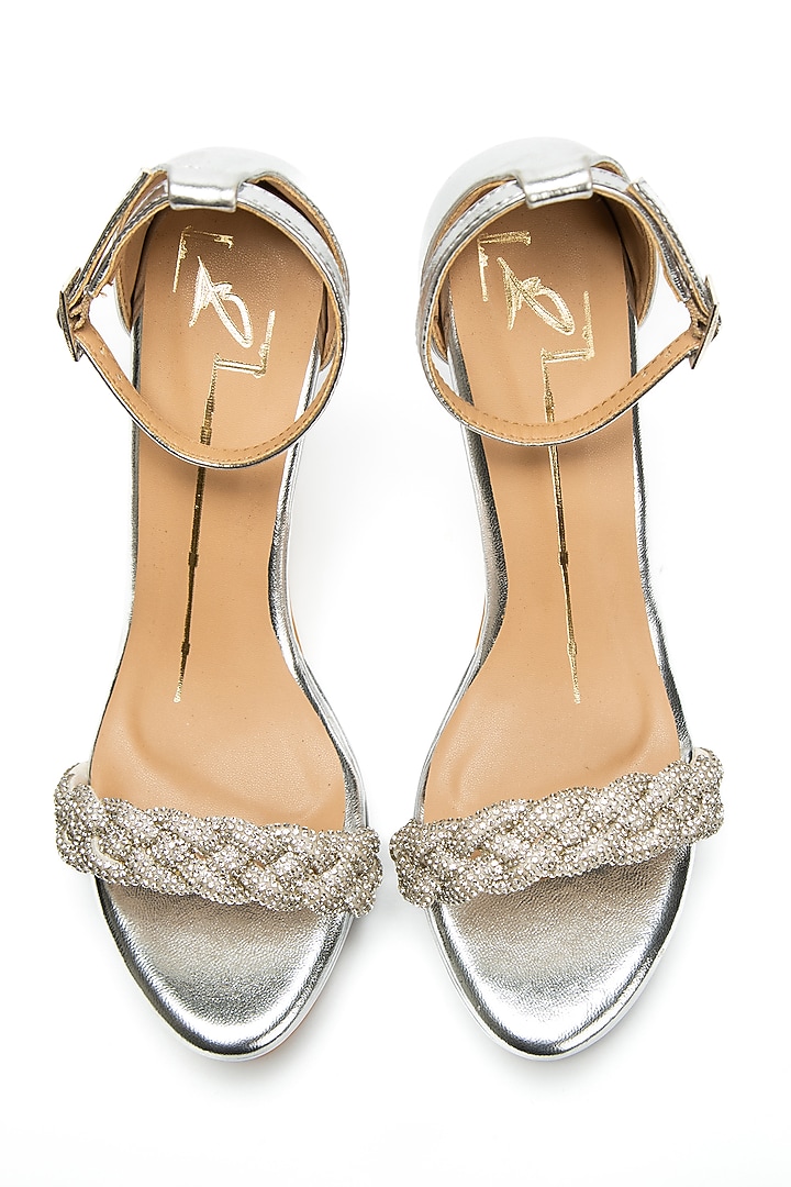 Silver Heels In Faux Leather by NIDHI BHANDARI at Pernia's Pop Up Shop