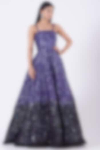 Purple Ombre Embroidered Gown by Nitya Bajaj at Pernia's Pop Up Shop