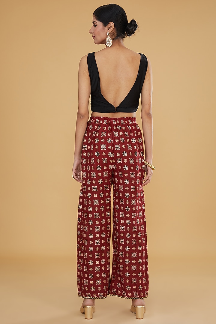 Black Cotton Ajrakh Printed & Embroidered Jacket Set by Nitya Bajaj at Pernia's Pop Up Shop