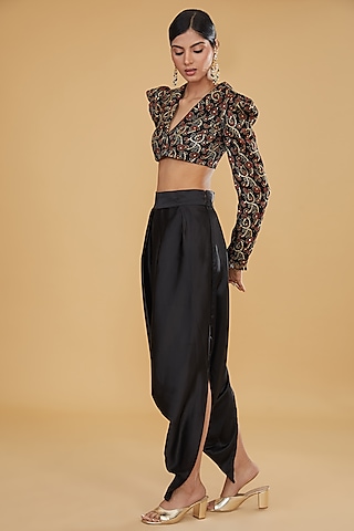 Black Modal Silk Ajrakh Printed Co-Ord Set by Nitya Bajaj
