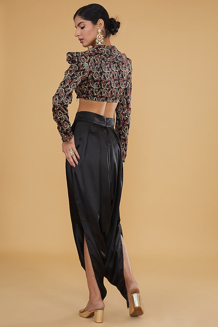 Black Modal Silk Ajrakh Printed Co-Ord Set by Nitya Bajaj at Pernia's Pop Up Shop