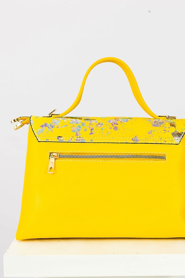 Yellow Art Leather Sequins Embellished Handbag With Heels by Niche Label at Pernia's Pop Up Shop