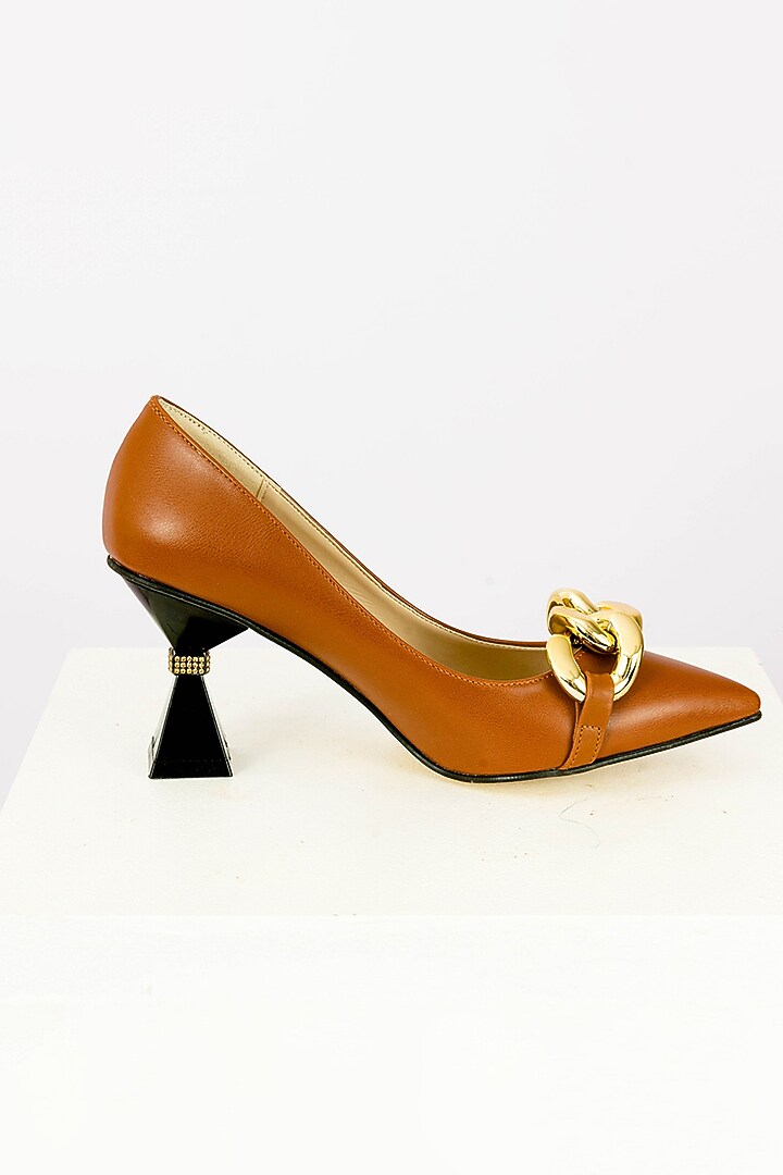 Brown Art Leather Sequins Embellished Handbag With Heels by Niche Label at Pernia's Pop Up Shop