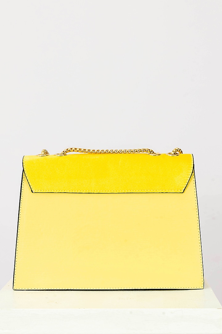 Yellow Art Leather Stone Work Handbag With Heels by Niche Label at Pernia's Pop Up Shop