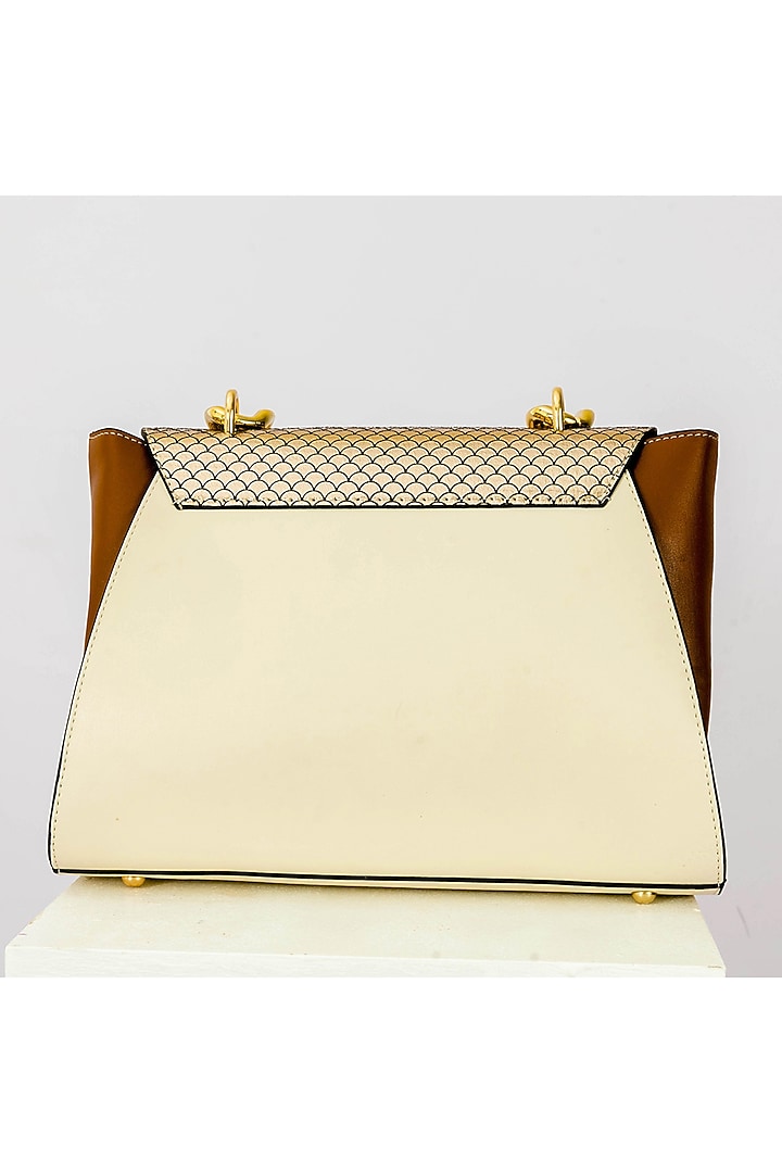 Cream Art Leather Sequins Embellished Handbag With Heels by Niche Label at Pernia's Pop Up Shop