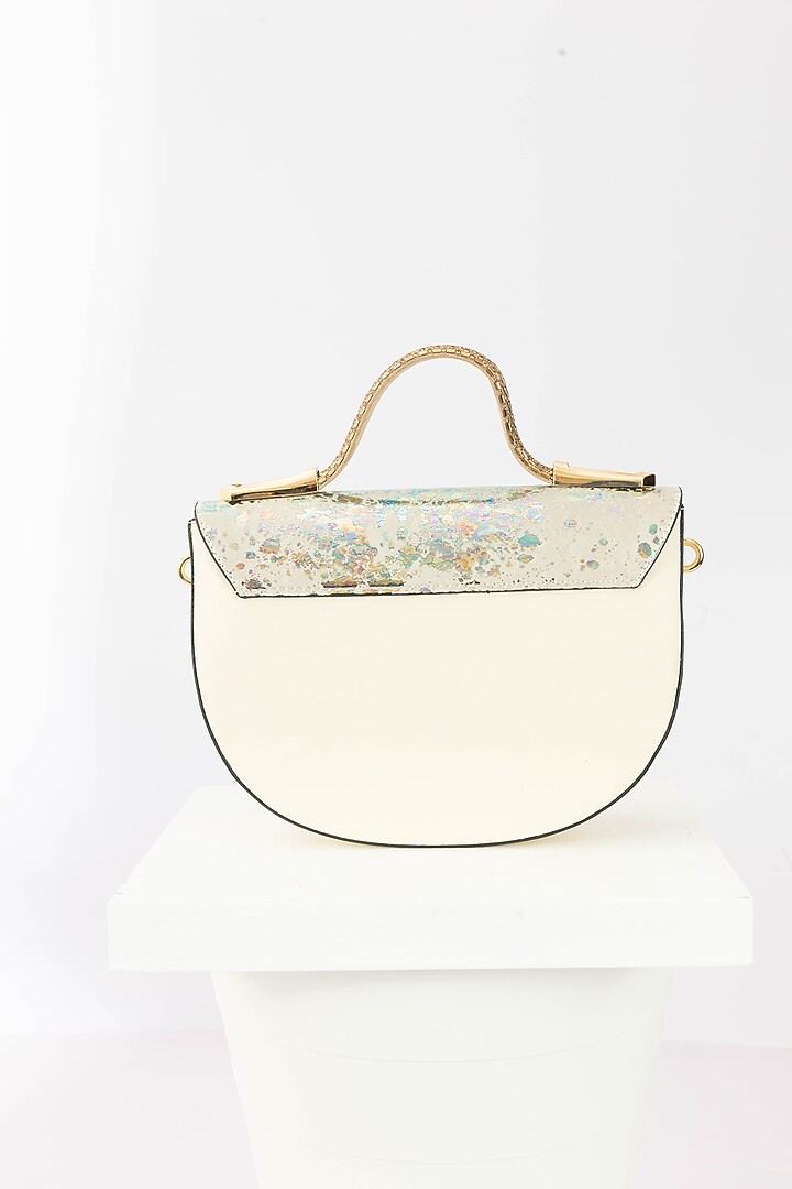 Cream Fabric Sequins Embellished Handbag With Heels by Niche Label at Pernia's Pop Up Shop