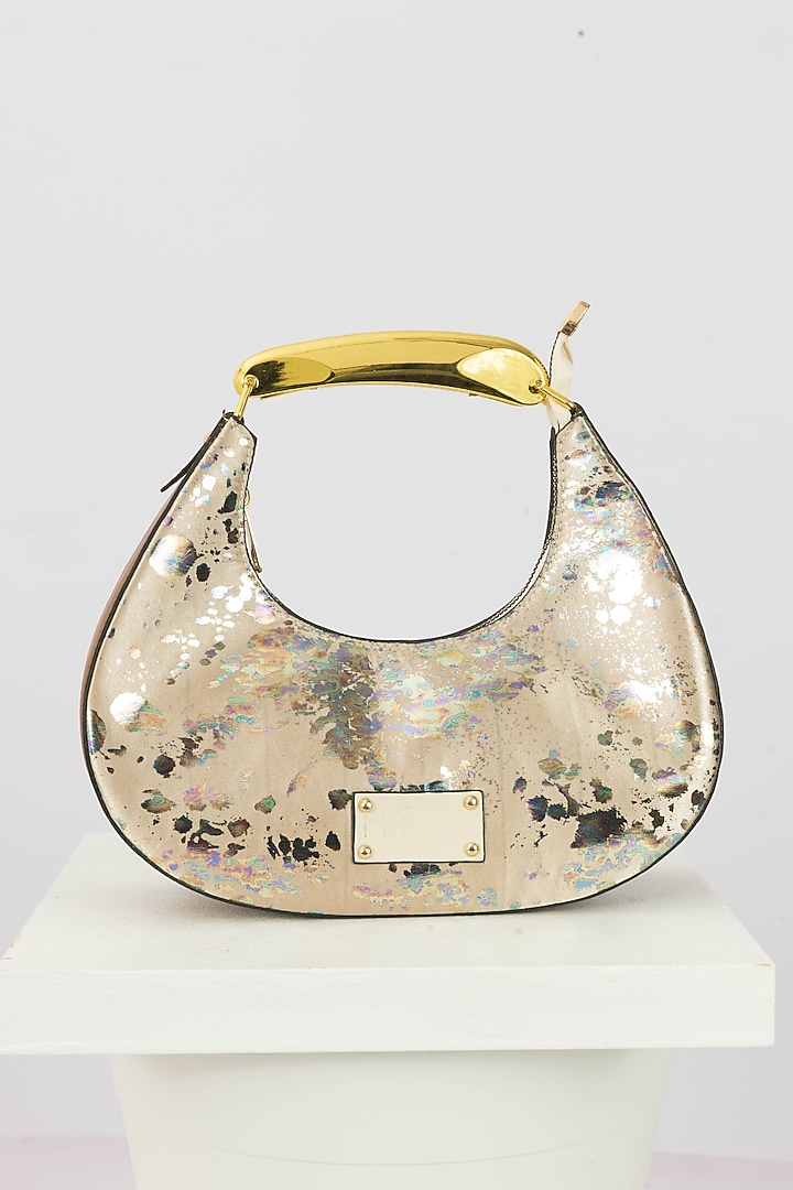 Ivory Fabric Sequins Embellished Handbag With Heels by Niche Label at Pernia's Pop Up Shop