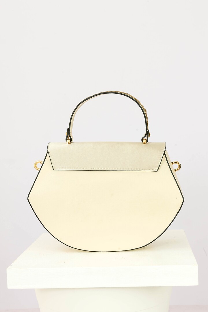Cream Fabric Rhinestone Embellished Handbag With Heels by Niche Label at Pernia's Pop Up Shop