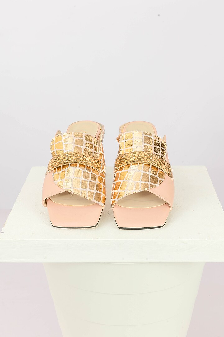 Pastel Pink Art Leather Snake Pattern Handbag With Heels by Niche Label at Pernia's Pop Up Shop
