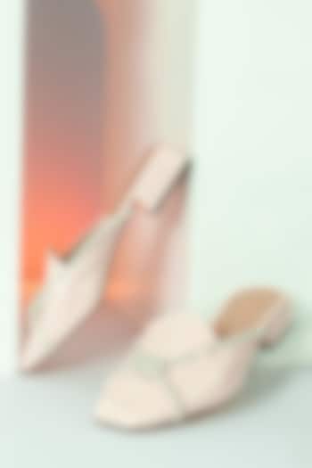 Pink Art Leather Embellished Slip-On Heels by Niche Label