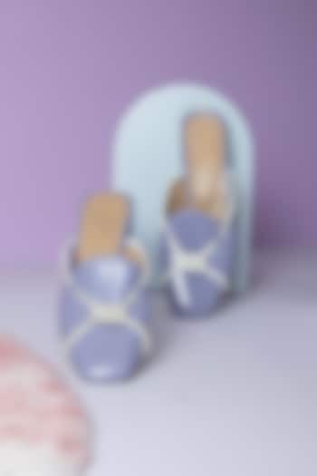 Lavender Art Leather Embellished Slip-On Heels by Niche Label