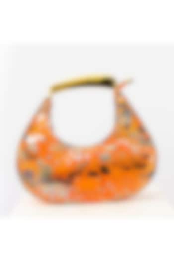 Orange Art Leather Sequinned Handbag by Niche Label
