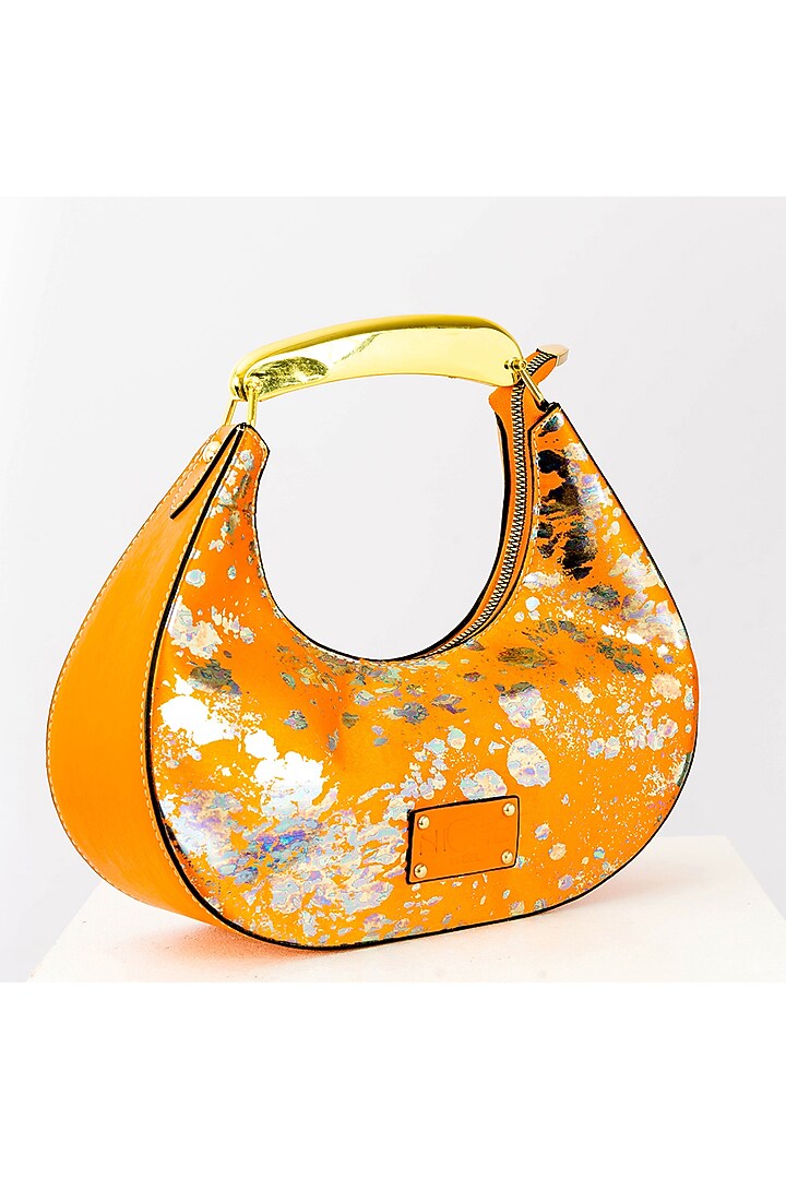 Orange Art Leather Sequinned Handbag by Niche Label at Pernia's Pop Up Shop
