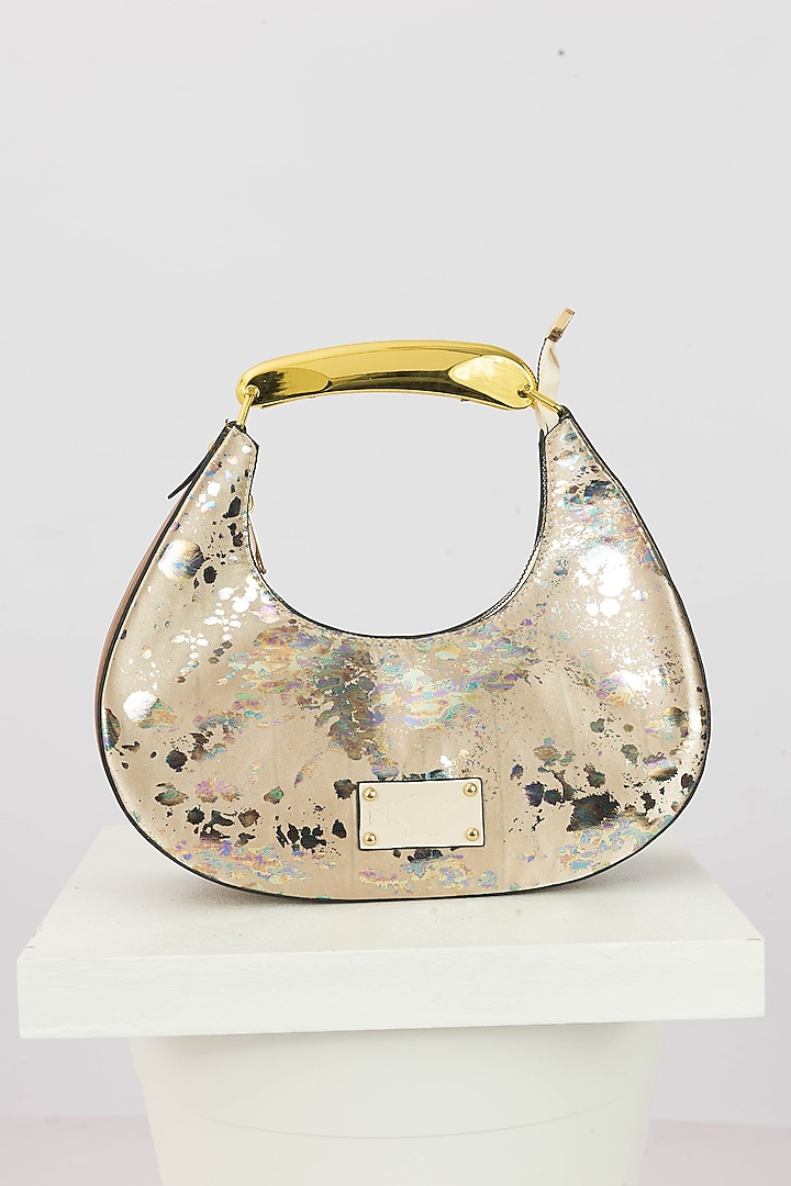 Ivory Art Leather Sequinned Handbag by Niche Label