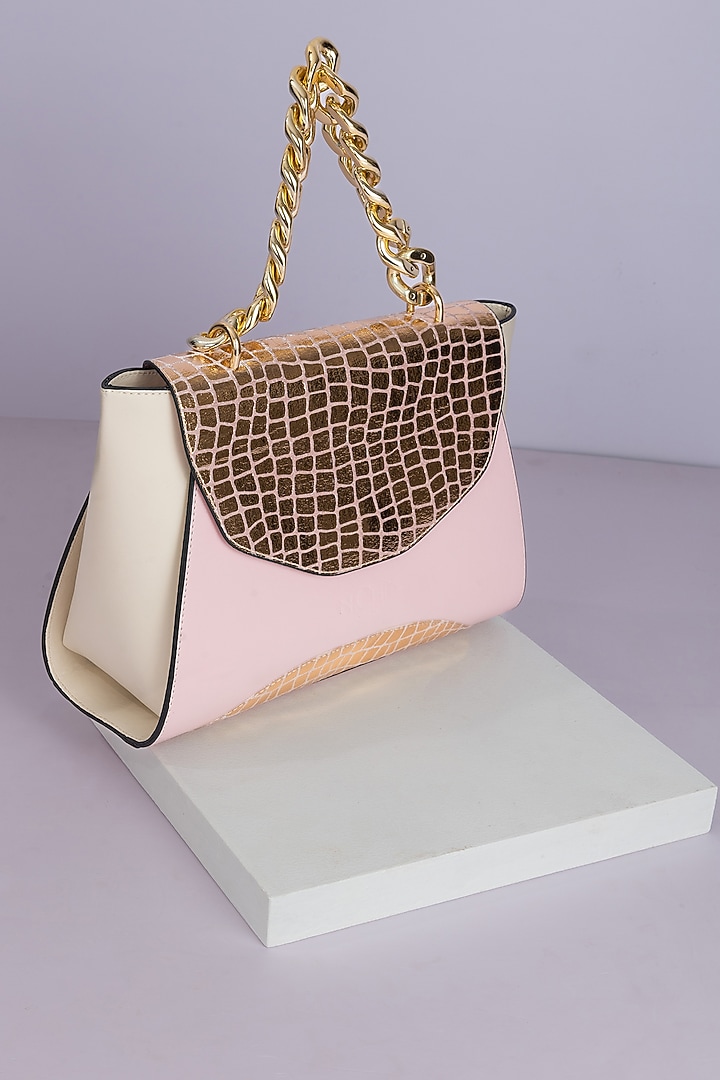 Pink Art Leather Sequinned Handbag by Niche Label at Pernia's Pop Up Shop