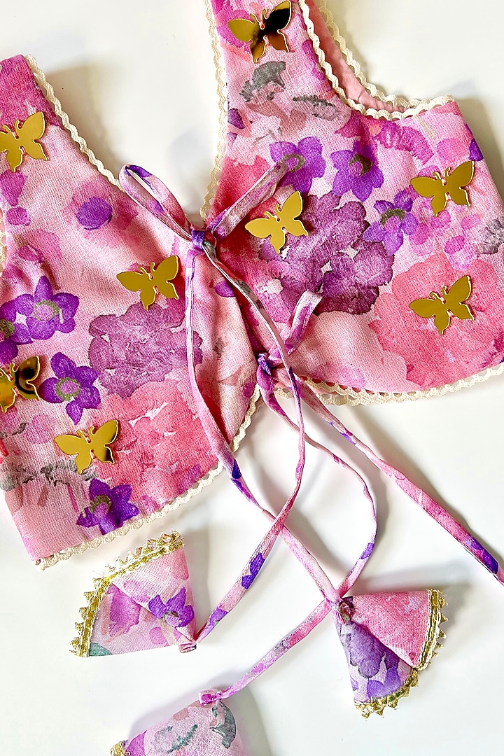Lilac & Pink Lurex Skirt Set For Girls by Little Nida at Pernia's Pop Up Shop
