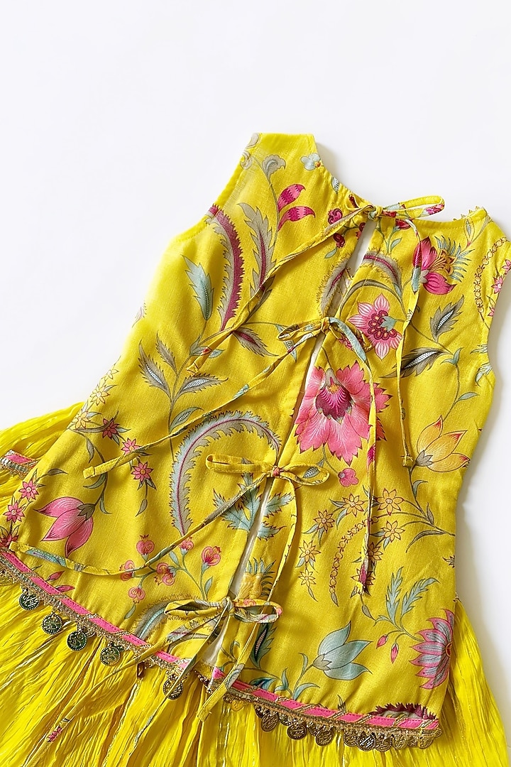 Yellow Lurex Skirt Set For Girls by Little Nida at Pernia's Pop Up Shop