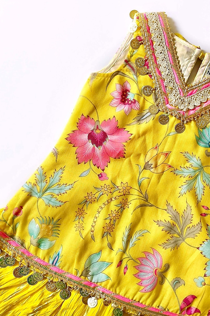 Yellow Lurex Skirt Set For Girls by Little Nida at Pernia's Pop Up Shop
