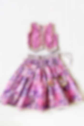 Lilac Lurex Floral Skirt Set For Girls by Little Nida at Pernia's Pop Up Shop