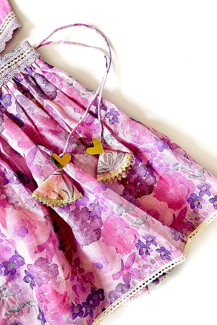 Lilac Lurex Floral Skirt Set For Girls by Little Nida at Pernia's Pop Up Shop