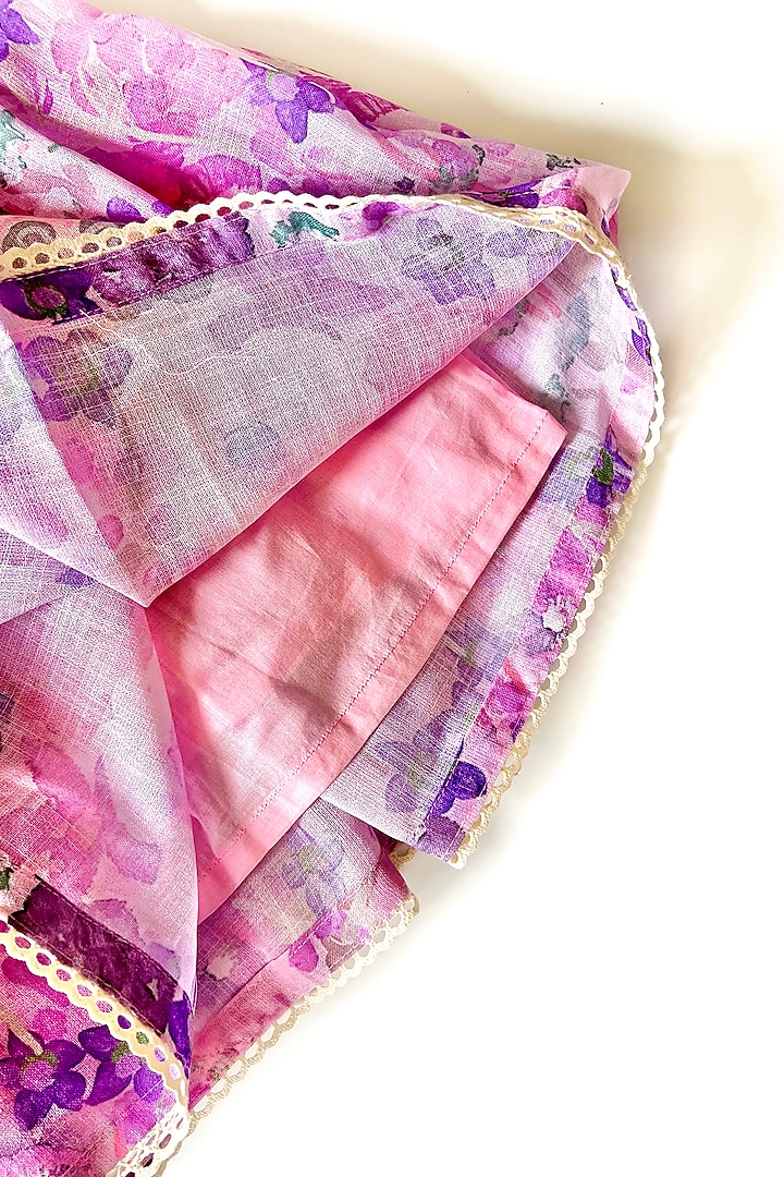 Lilac Lurex Floral Skirt Set For Girls by Little Nida at Pernia's Pop Up Shop