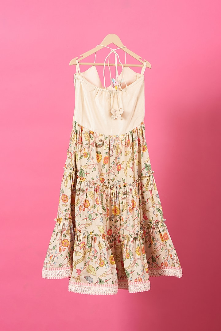 Ivory Printed Maxi Dress For Girls by Little Nida at Pernia's Pop Up Shop