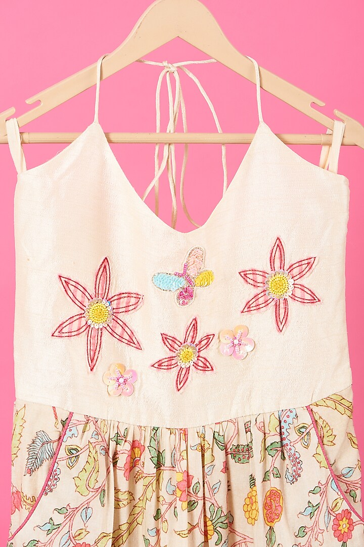 Ivory Printed Maxi Dress For Girls by Little Nida at Pernia's Pop Up Shop