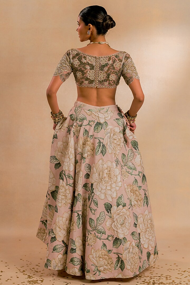 Ivory Jacquard Hand Embroidered Bridal Lehenga Set by Nidhi Halani at Pernia's Pop Up Shop