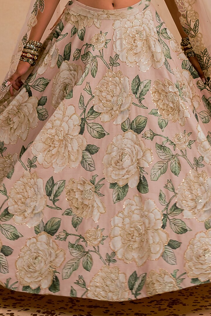Ivory Jacquard Hand Embroidered Bridal Lehenga Set by Nidhi Halani at Pernia's Pop Up Shop