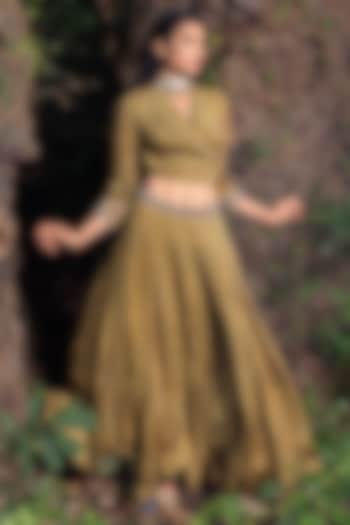 Mustard Yellow Zardosi Embroidered Skirt Set by Nitara Dhanraj Label at Pernia's Pop Up Shop