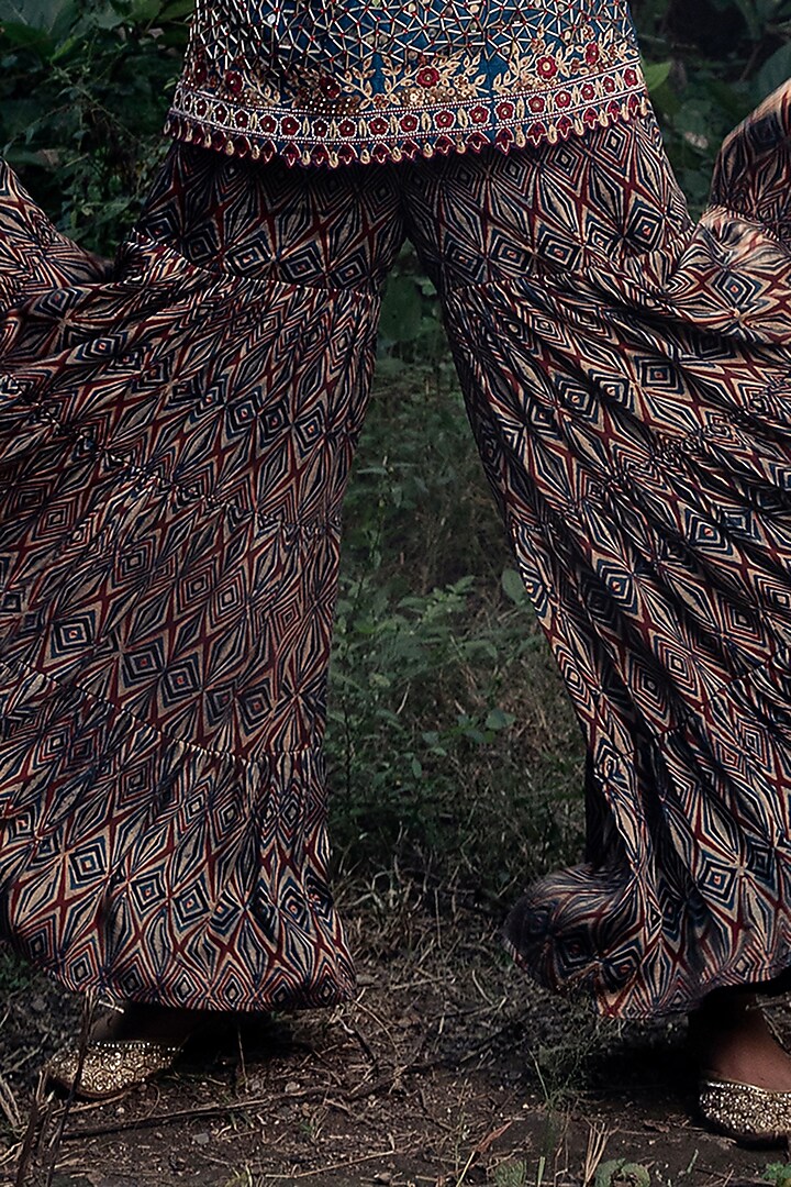 Indigo Blue Printed Wedding Sharara Set by Nitara Dhanraj Label at Pernia's Pop Up Shop