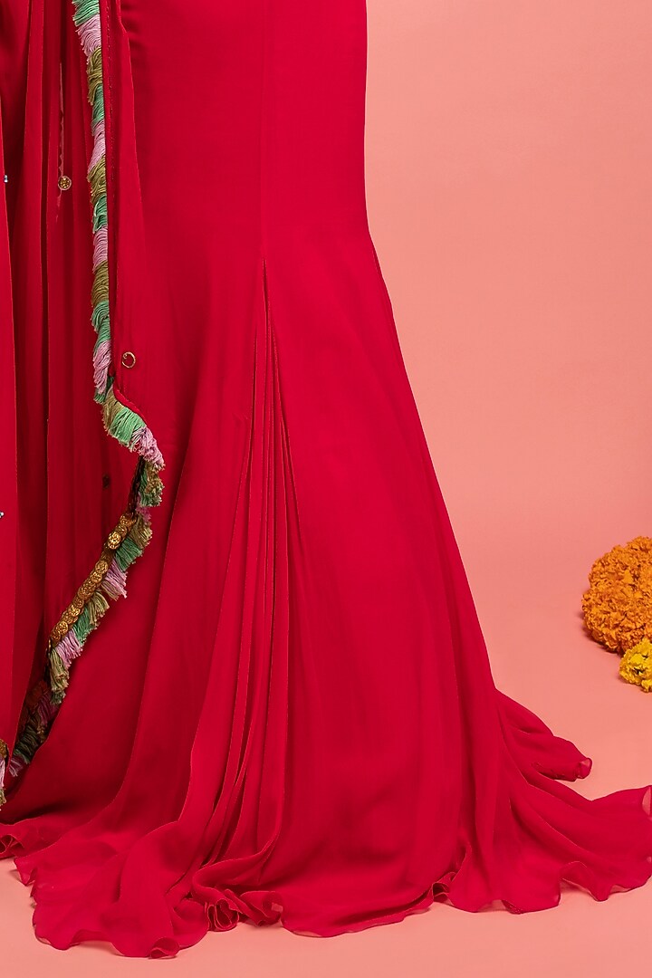 Magenta Pink Georgette Wedding Lehenga Set by Nitara Dhanraj Label at Pernia's Pop Up Shop