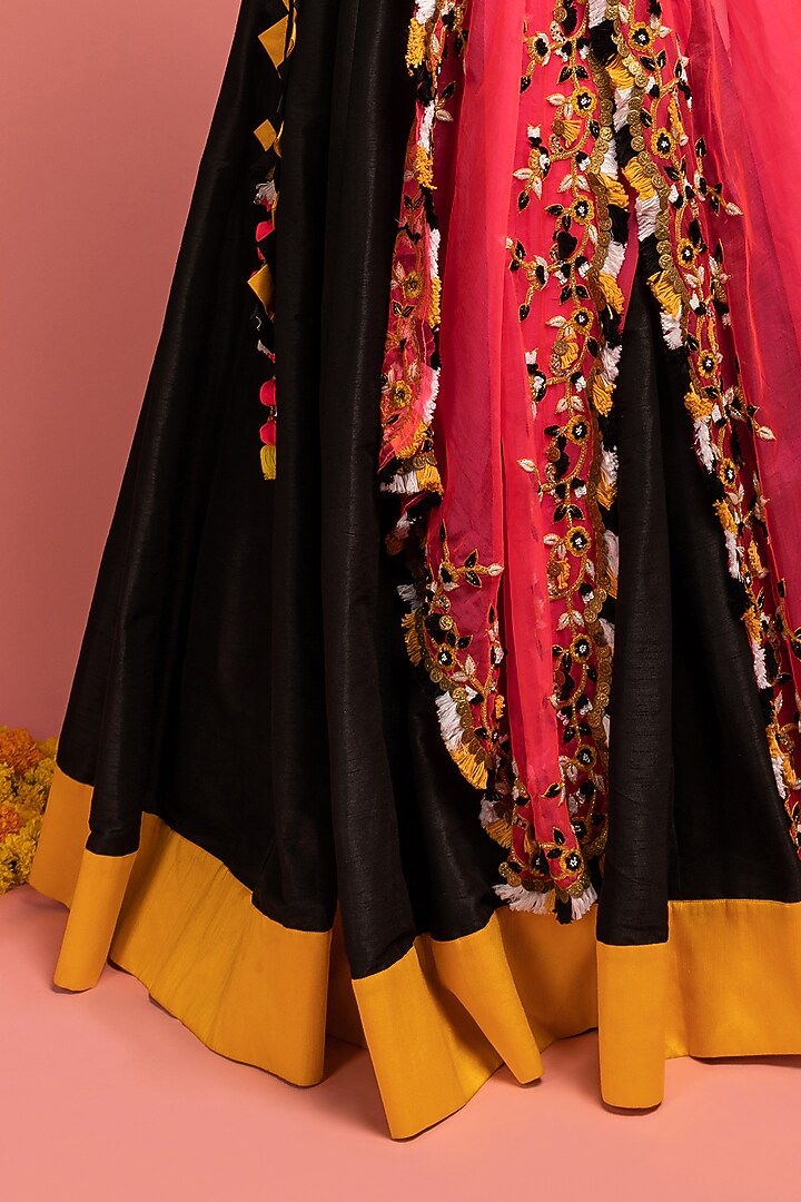 Black & Mustard Yellow Organza Wedding Lehenga Set by Nitara Dhanraj Label at Pernia's Pop Up Shop