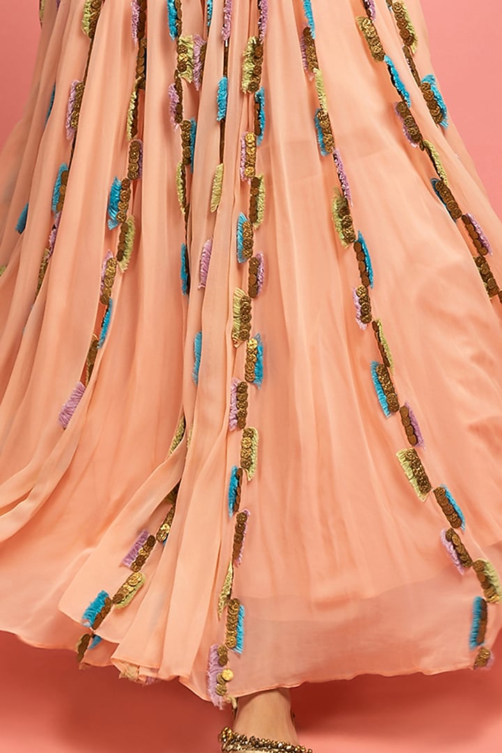 Light Peach-Pink Embroidered Wedding Lehenga Set by Nitara Dhanraj Label at Pernia's Pop Up Shop