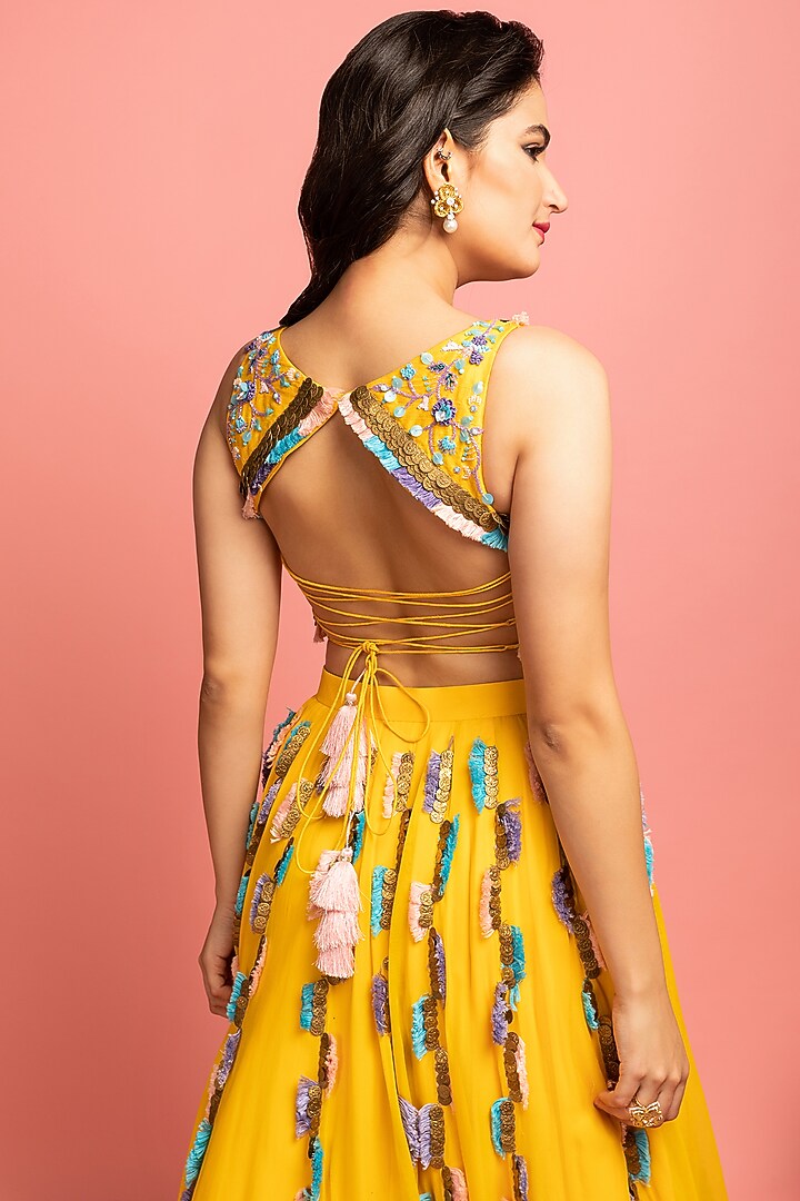 Yellow Embroidered Wedding Lehenga Set by Nitara Dhanraj Label at Pernia's Pop Up Shop