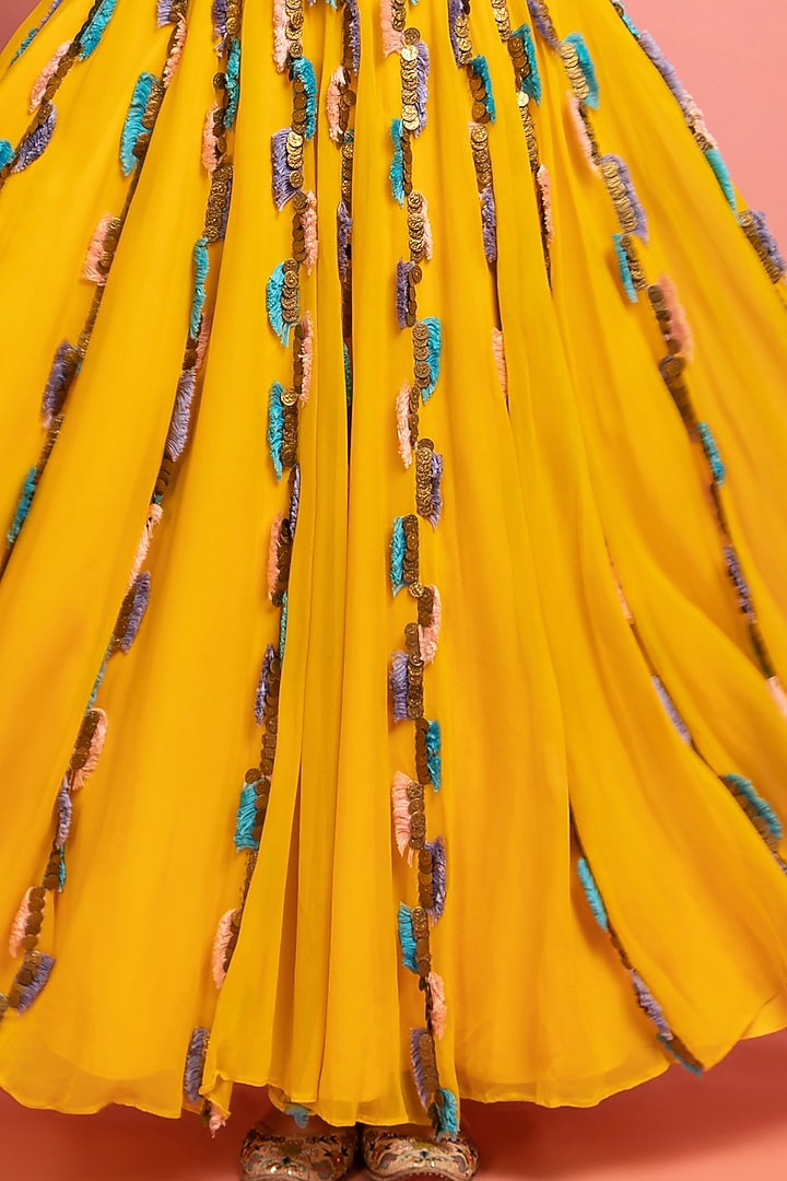 Yellow Embroidered Wedding Lehenga Set by Nitara Dhanraj Label at Pernia's Pop Up Shop