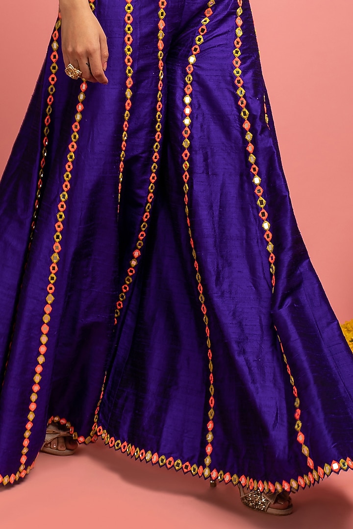 Bright Purple Raw Silk Palazzo Pant Set by Nitara Dhanraj Label at Pernia's Pop Up Shop