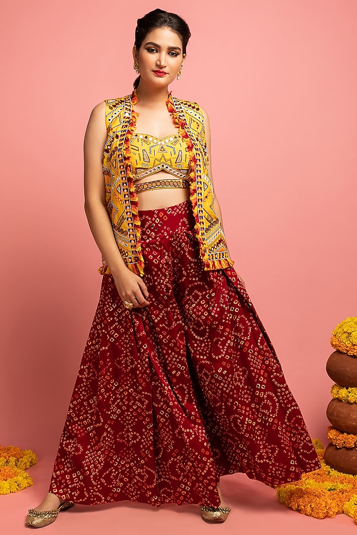 Sunshine Yellow Embroidered Jacket Set by Nitara Dhanraj Label at Pernia's Pop Up Shop