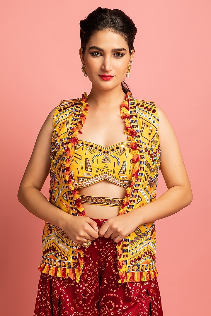 Sunshine Yellow Embroidered Jacket Set by Nitara Dhanraj Label at Pernia's Pop Up Shop