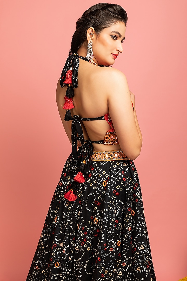 Black Printed Kalidar Skirt Set by Nitara Dhanraj Label at Pernia's Pop Up Shop