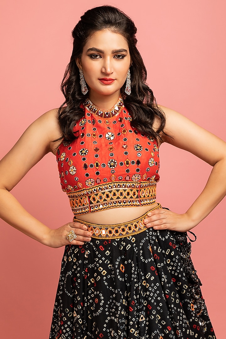 Black Printed Kalidar Skirt Set by Nitara Dhanraj Label at Pernia's Pop Up Shop
