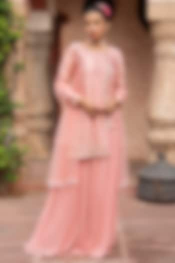 Blush Pink Georgette Party Wear Sharara Set by NIKUNJ BY NIIDHI BAJAJ at Pernia's Pop Up Shop