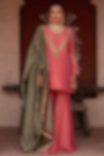 Hot Pink Tissue Gharara Set by NIKUNJ BY NIIDHI BAJAJ at Pernia's Pop Up Shop